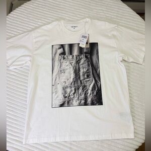 CARHARTT WIP White Graphic T-Shirt with Suspenders Design